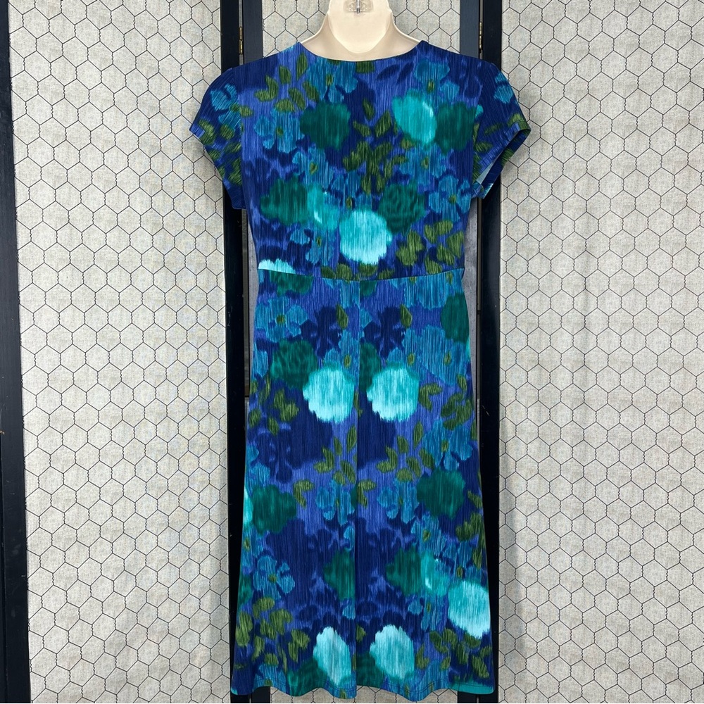 Connected Apparel Abstract Floral Print Twist Front Dress - Picture 4 of 11